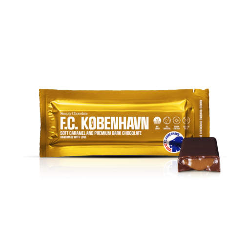 FCK guldbar | Blød karamel og mørk chokolade køb online chokolade gaver
