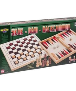 Køb 3-i-1 Skak+Dam+Backgammon billigt online tilbud gave