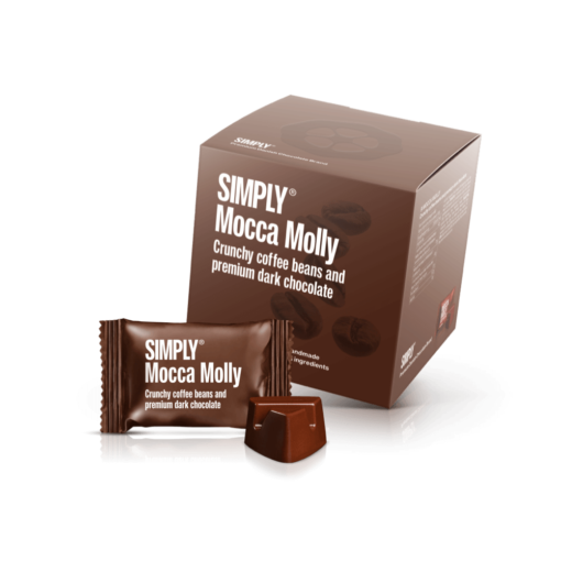 Mocca Molly - Cube med bites | Crunchy kaffebønner og premium mørk chokolade køb online chokolade gaver
